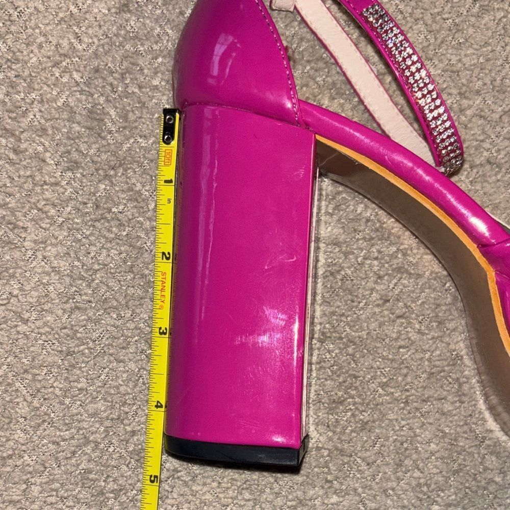 🆕 Hot Pink Rhinestone Platform Heels - Picture 11 of 15